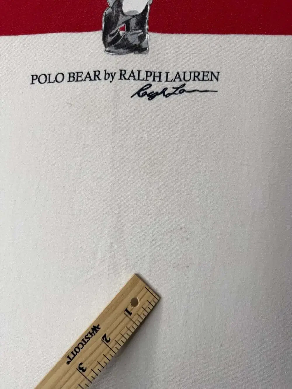 Polo Ralph Lauren Polo Bear White Ringer T-Shirt with Red Stripes Large